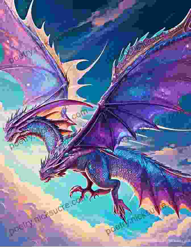 A Colossal Dragon, Its Scales Shimmering With Iridescent Hues, Soaring Through The Sky The World Of Lore: Monstrous Creatures