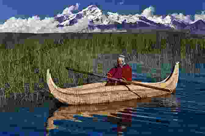 A Group Of Reed Boats Navigate The Tranquil Waters Of Lake Titicaca, Near The Floating Islands Of Urus The Of The Isles Of The Sun