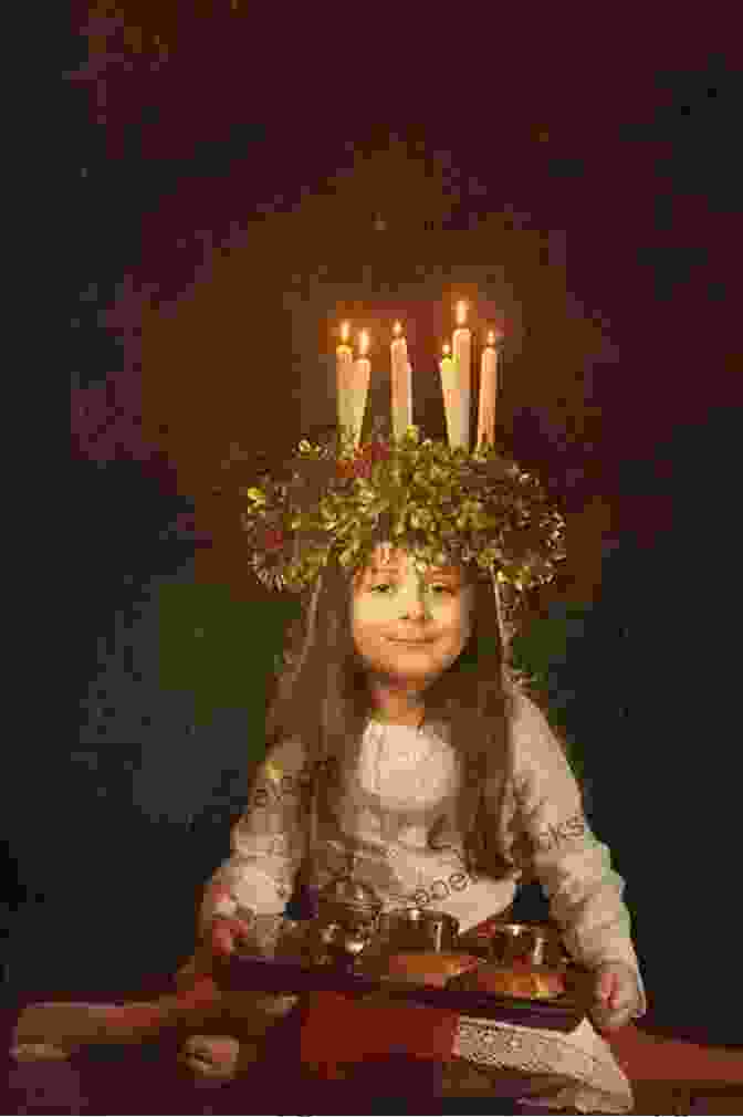 A Young Woman Dressed As Lucia, Wearing A White Gown And A Crown Of Candles A Swedish Christmas Barbara Sealock